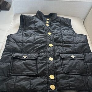 Tory Burch Black Quilted Vest with Gold Accents
